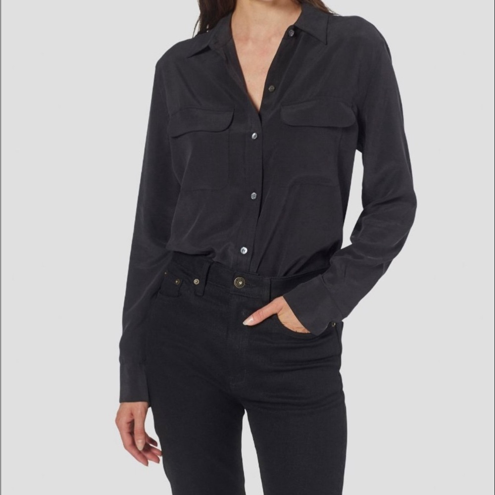 Equipment Signature Silk Shirt Charcoal XS